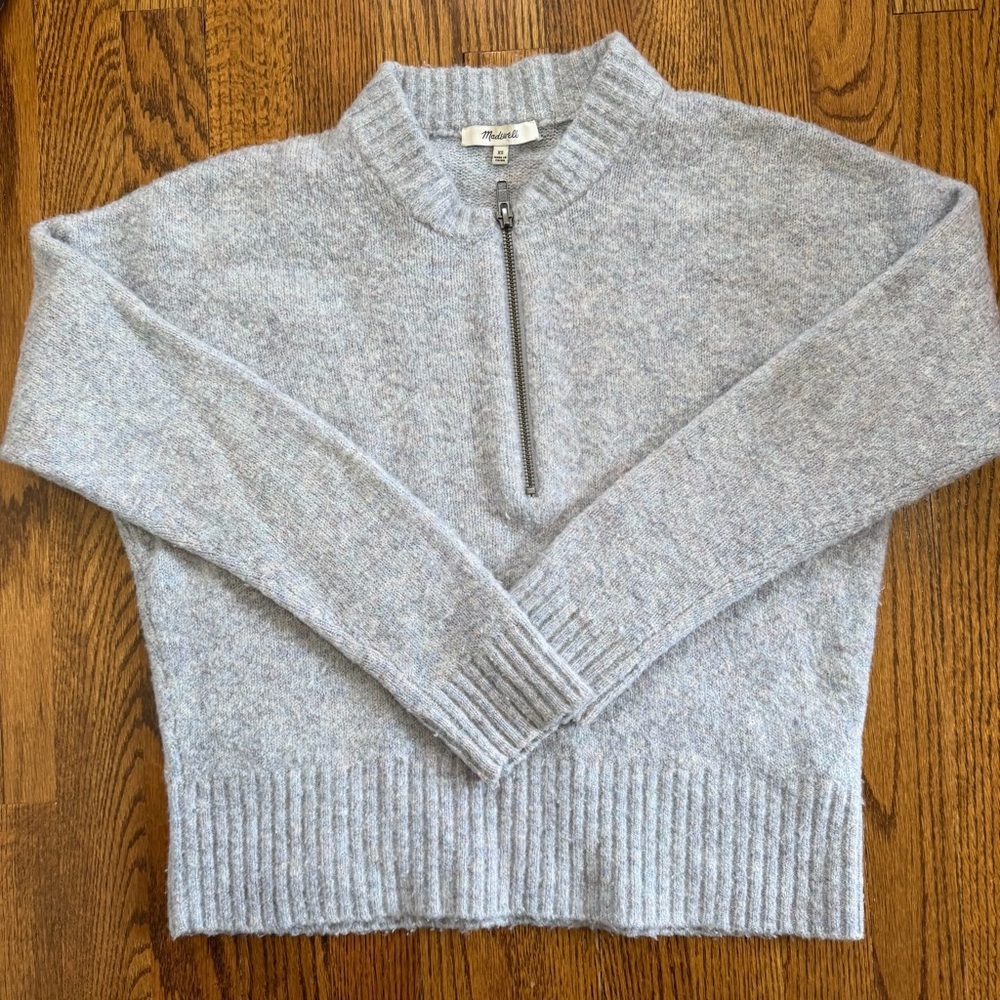 Madewell Gray 1/4 Zip Sweater Wool Alpaca Blend Size XS